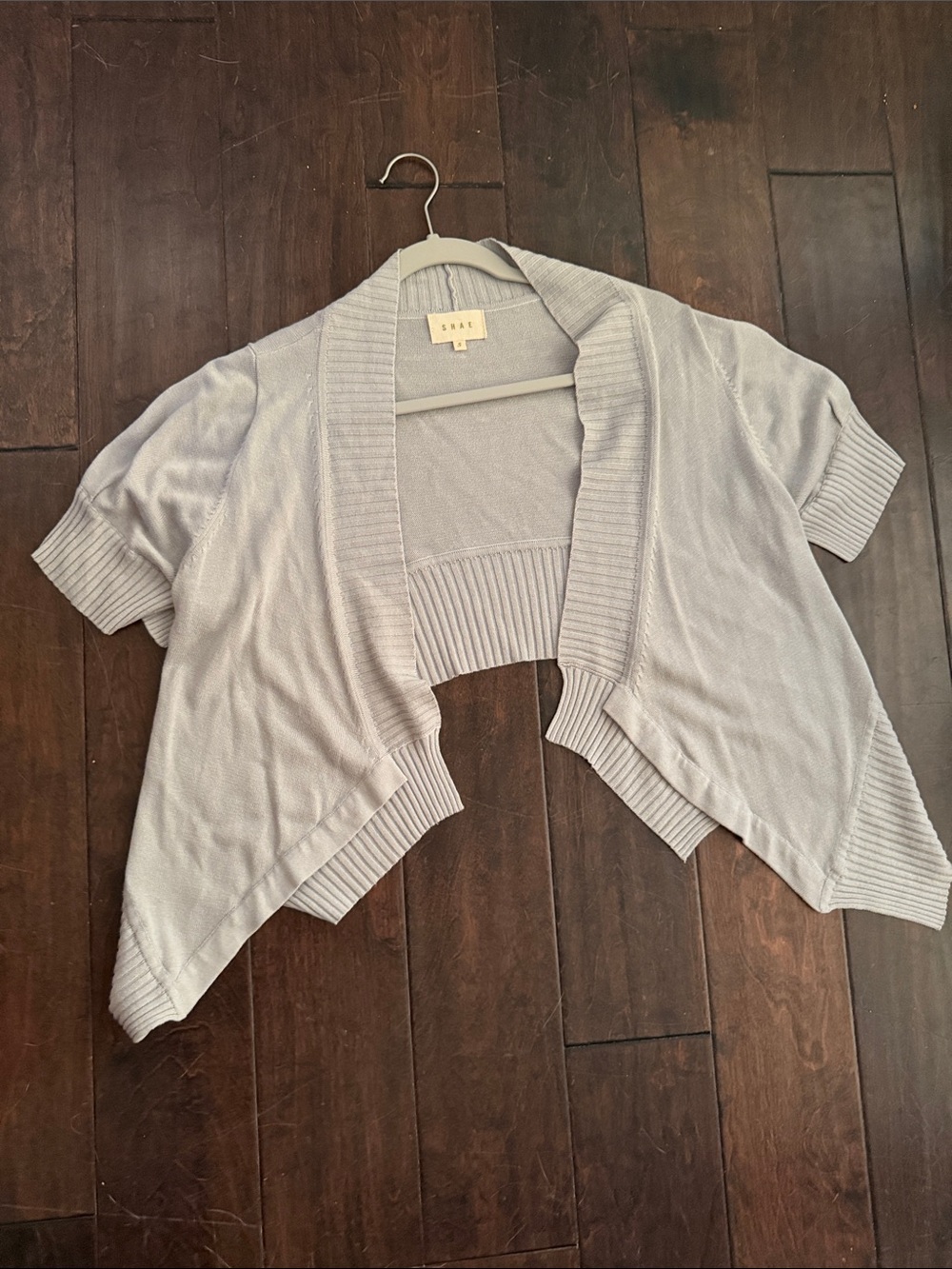 Open-Front Short-Sleeve Shrug in Light Gray by EMAKO